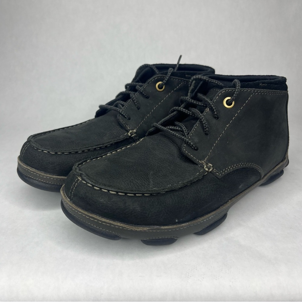 Olukai Hamakua Black Leather Chukka Lace Up Shoes